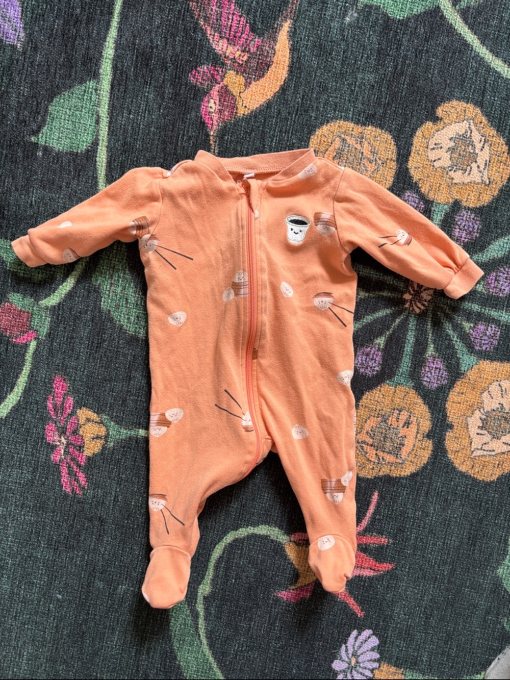 Baby Orange Footed One-Piece Zipper Sleep & Play